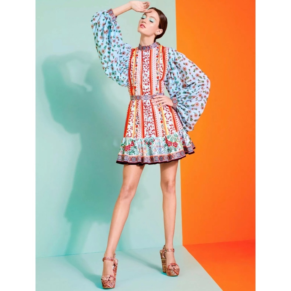 🎀SOLD🎀Alice Olivia Raya Paloma Floral Puff Sleeve Dress - Picture 2 of 12